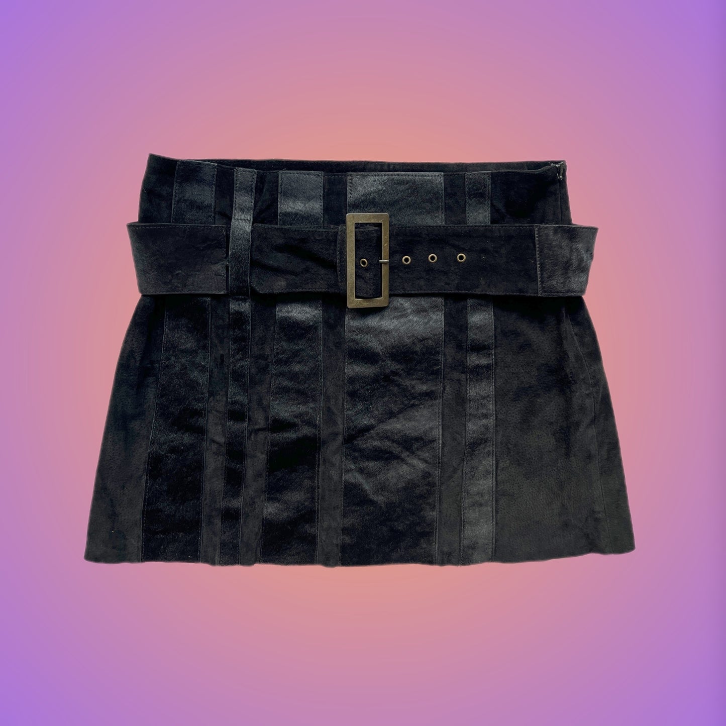 LEATHER MINI SKIRT S